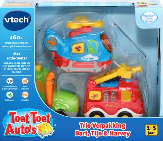 VTechToet Toet Auto's Bart, Tijn & Harvey Trio Verpakking - Educatief Babyspeelgoed - Auto Pack Speelgoed van Merkloos