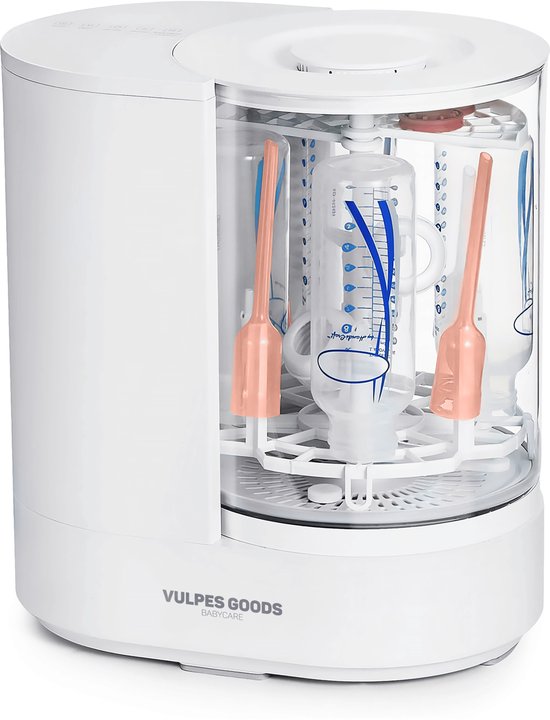 Vulpes Goods® Babycare - Baby Bottle Washer Pro - Automatische Baby Flessenwasser, Sterilisator & Droger - Elektrische Babyfles Reiniger - 360° Turbo‑jets, Glazen Design, BPA‑vrij - Ook voor borstkolfonderdelen - Incl 60 Reinigingstabletten van Vulpes Goods®