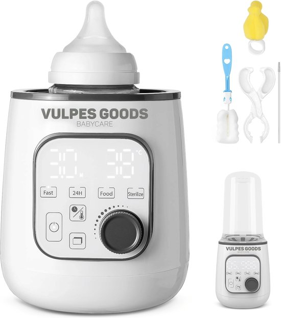 Vulpes Goods® BabyCare - Flessenwarmer PRO 10in1 - Flesverwarmer - Flessenverwarmer - Verwarming van vloeistoffen en eten - Snel opwarmen - Opwarmen, warmhouden, ontdooien en steriliseren - BPA vrij - Thermostaat - Incl. Schoonmaakset van Vulpes Goods®