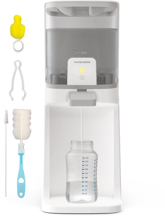 Vulpes Goods® BabyCare - Warmwaterdispenser babyflesje - Baby Water Dispenser - Instant Warmer voor Flesvoeding - Flessenwarmer - Baby Flesmaker - Flesvoeding Apparaat - 24u Warmtebehoud - 1.6L - 3 Warmtestanden - Incl. Schoonmaakset van Merkloos