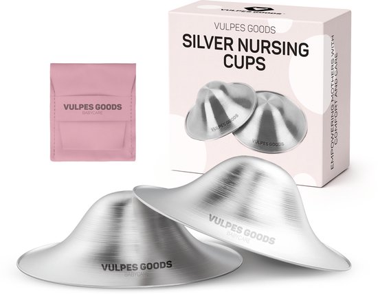 Vulpes Goods® Babycare Zilveren Tepelkapjes - Nursing Cups - 999 Puur Zilver - Hypoallergeen & Herbruikbaar - Tepelbeschermers voor Borstvoeding - Maat M - Incl. Opbergetui van Vulpes Goods®