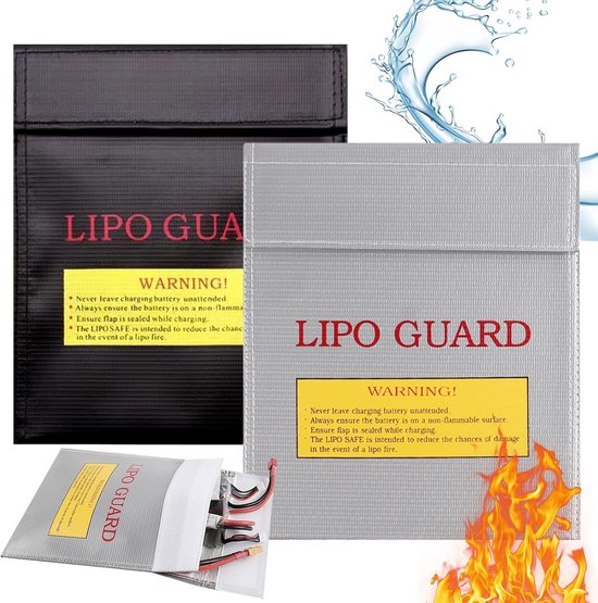 Vuurvaste tas - Documententas Lipo Safe - Waardevolle spullen bewaren - Glasvezel bescherming - 2 stuks 18 x 23 cm
