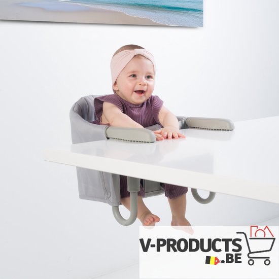 V&V Products Kinderstoel - Eetstoel - Tafelhangstoel - Opvouwbaar/ Inklapbaar - Baby wipper - Grijs van V&V Products
