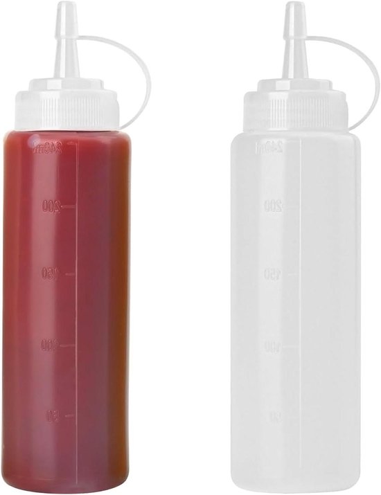 VVGoods - Kunststof Olijfdispenser Flessen, 2 Stuks 250 ml - Keuken Flessen voor Dressings, sauzen, Ketchup - Multifunctioneel
