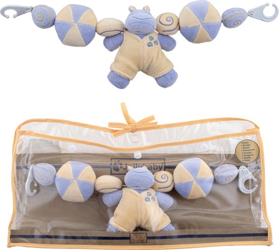 wagenspanner / parkspanner HIPPO met rammelaar - Jolly baby - 40 x 15 cm - SUPERZACHT van Jolly baby