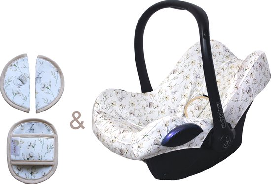 Wallabiezzz Maxi Cosi Hoes & Gordelbeschermer Set - Gordelhoes - Universeel - Pebble, Cabriofix en Meer - Comfortabel - Zacht Katoen - Duif van Wallabiezzz