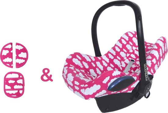 Wallabiezzz Maxi Cosi Hoes met Gordelbeschermer - Set - Geschikt voor Cabriofix, Pebble, Citi en meer - Baby Cadeau - Autostoel - Roze van Wallabiezzz