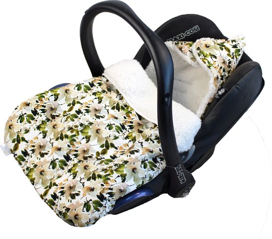 Wallabiezzz Maxi Cosi Voetenzak - Slaapzak Autostoeltje - Baby - Katoen/Teddy - Appelboom Bloesem van Wallabiezzz