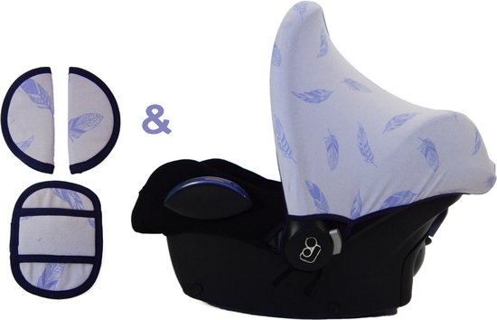 Wallabiezzz Maxi Cosi Zonnekap en Gordelhoes Baby - Veertjes Paars - Kraam cadeau - Voordeelverpakking van Wallabiezzz