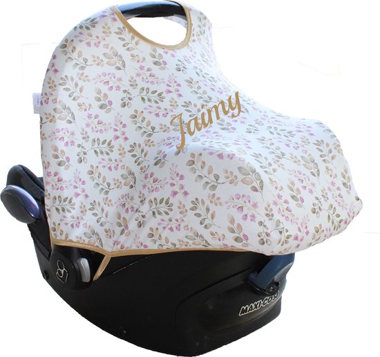 Wallabiezzz Maxi Cosi Zonnekap met Naam - Gepersonaliseerd Baby Cadeau - Old Mauve van Wallabiezzz
