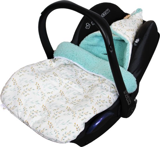 Wallabiezzz Voetenzak Maxi Cosi - Slaapzak Autostoeltje - Warm & Comfortabel - Katoen/Teddy - Mintgroen van Wallabiezzz