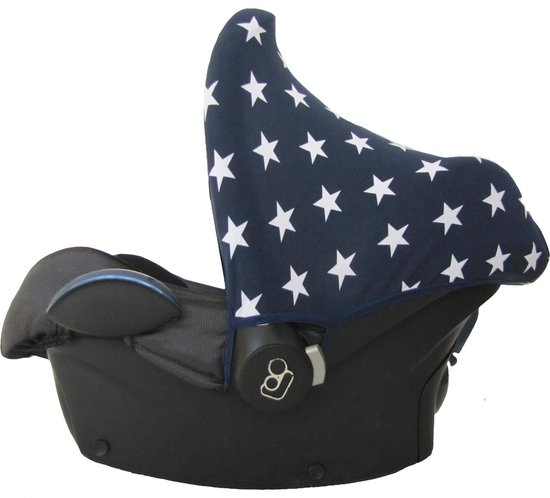 Wallabiezzz Zonnekap Maxi Cosi - Zonnescherm Auto Baby - Universeel - Cabriofix - Donkerblauw - Sterren van Wallabiezzz