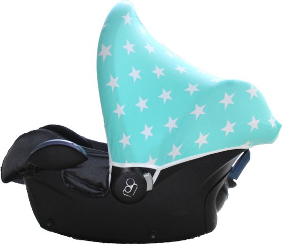 Wallabiezzz Zonnekap Maxi Cosi - Zonnescherm Kinderwagen - Universeel - Creert schaduw - Mintgroen - Sterren van Wallabiezzz