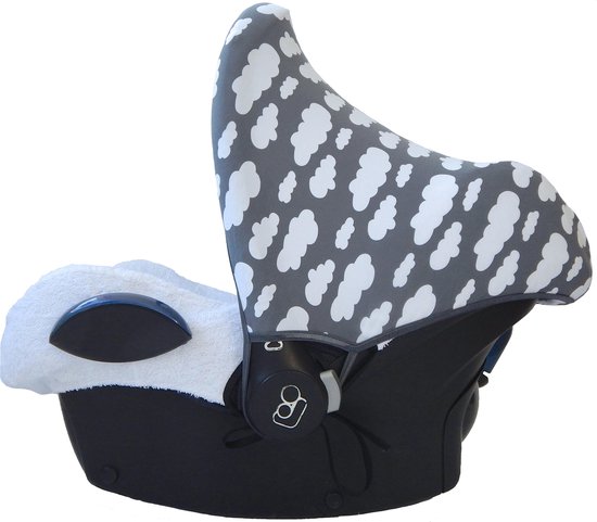 Wallabiezzz Zonnekap Maxi Cosi - Zonnescherm - Universeel - Creëert schaduw - Wit - Grijs van Wallabiezzz