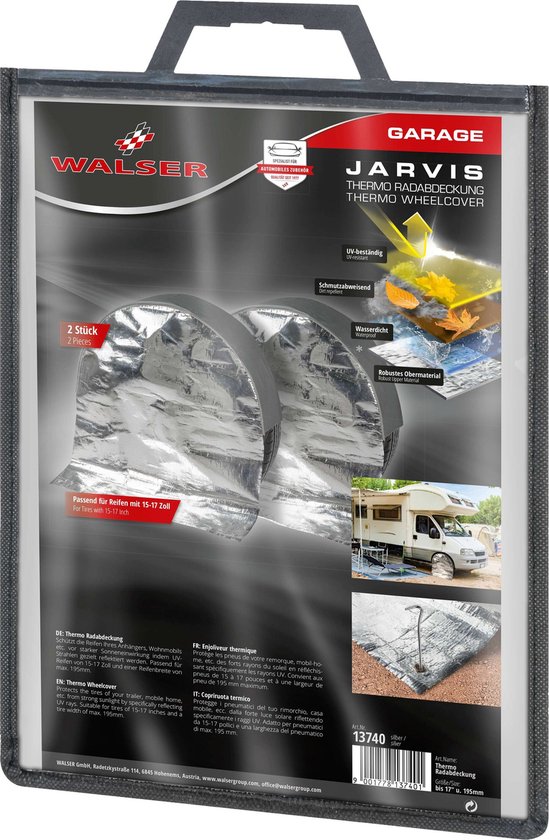 Walser Thermische wieldop 2 stuks tot 17 inch/195mm, wieldoppen, bandenafdekking zilver van Walser