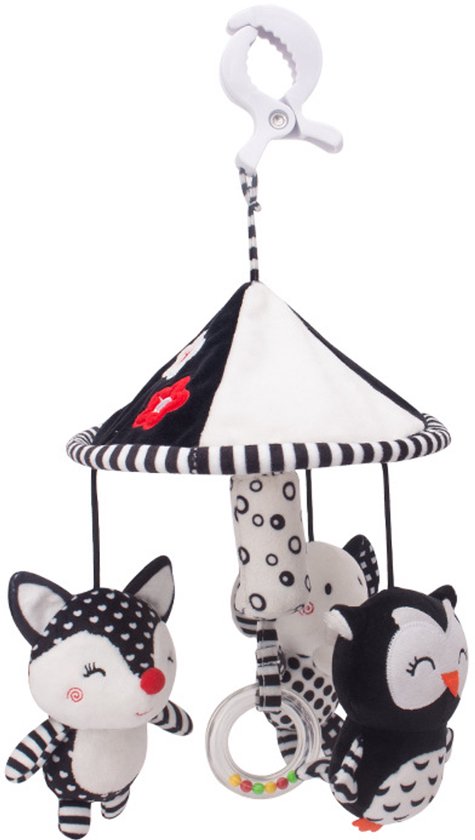 Wandelwagen Hanger Speelgoed, Wandelwagen Speelgoed, Pluche Bell Speelgoed, Zwart-Wit Tracking Training Bed Klokken, Draaibare Windgong, Geschikt Voor Kinderwagens En Wiegjes van Merkloos