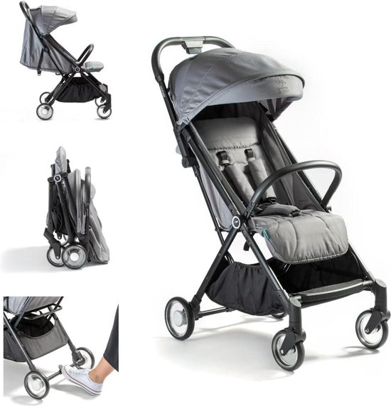 Wandelwagen Lichtgewicht en Ultra Compacte Reiswandelwagen Vliegtuig Handbagage - Grijs Oxford Buggy inklapbaar vliegtuig van KIDUKU