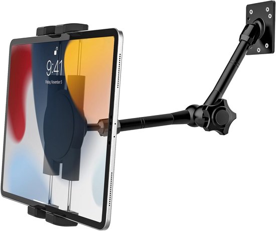 Wandhouder met Verstelbare Arm, Scharnierende Arm iPad Muurbeugel | Metalen Muur Tablethouder voor iPad Pro Air Mini, Switch, Lenovo, Galaxy Tab, Fire, Telefoon 4-13"