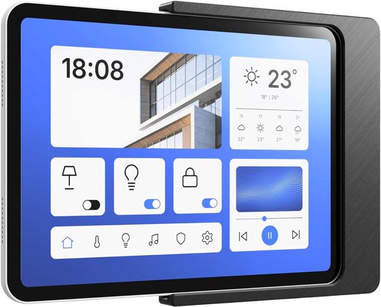 Wandhouder voor iPad Air 11 inch (4/5 & M2/M3/M4, 2020-26) - Perfect Passende & Platte Slide-in Houder voor Smart Home & Dashboard - met Kabelmanagement - Zwart