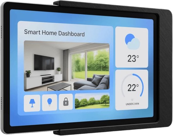 Wandhouder voor Samsung Galaxy Tab A9 / A11 (8,7 inch) - Perfect Passende & Platte Slide-in Houder voor Smart Home & Dashboard - met Kabelmanagement - Zwart