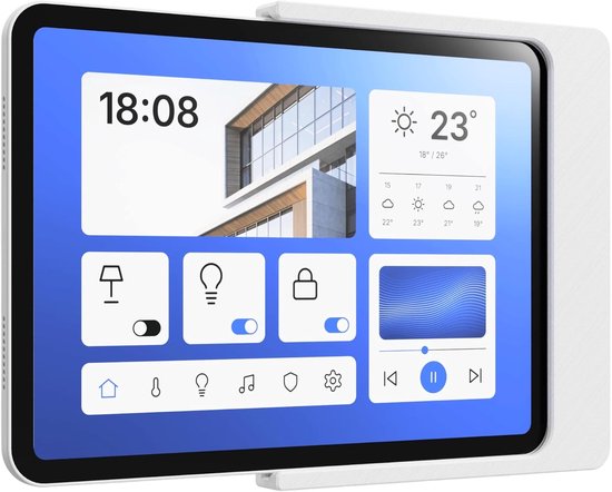 Wandhouder voor Samsung Galaxy Tab A9+ / A11 Plus (11 inch) - Perfect Passende & Platte Slide-in Houder voor Smart Home & Dashboard - met Kabelmanagement - Wit