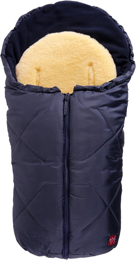 Warm Baby Voetenzak in Fleece met Uitneembare Schapenvacht - Marineblauw