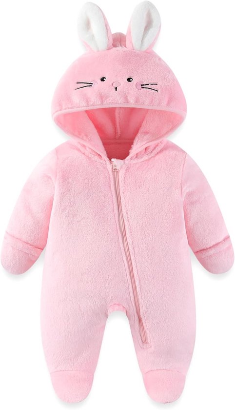 Warm Fleece Snowsuit voor Baby Jongen en Meisje - Winterpak met Capuchon en Voetjes