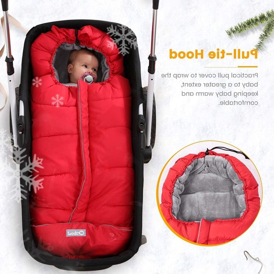 Warm Winter Voetenzak voor Buggy en Kinderwagens, Waterdichte Thermofleece Voetenzak voor Baby, Groot en Comfortabel, Rood