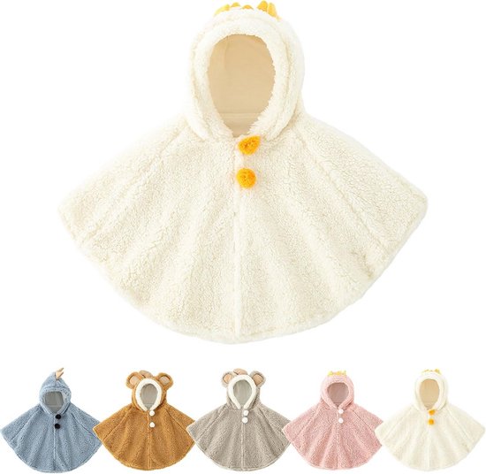 Warme Baby Poncho met Capuchon voor Kinderen 0-3 Jaar | Winddicht Fleece Buitenkleding van Merkloos