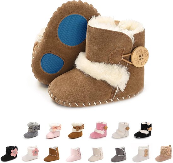 Warme Baby Slofjes met Knopen en Antislip Zool voor Peuters en Pasgeborenen van Merkloos
