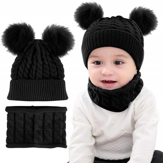 Warme Baby Wintermuts en Sjaal Set voor Jongens en Meisjes 0-36 Maanden van Merkloos
