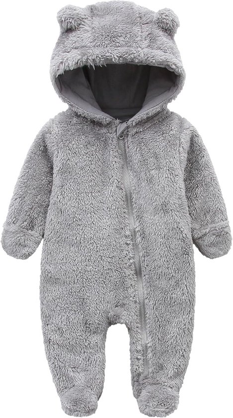 Warme Fleece Kinder Jumpsuit met Capuchon voor Jongens en Meisjes - Dikke Winter Overall