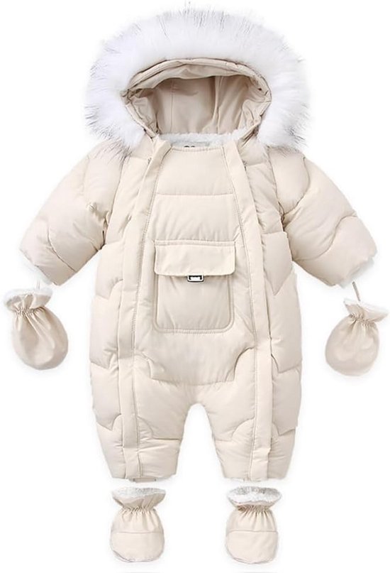 Warme Fleece Skipakken Kind Meisjes en Jongens met Bontkraag