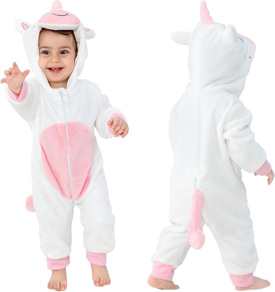 Warme Gevoerde Baby Jumpsuit met Capuchon voor Jongens en Meisjes van Merkloos