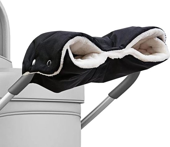 Warme handschoenen/handhoezen voor kinderwagens, gemaakt van warm fleece met een katoenen voering; water- en winddicht, universeel compatibel met alle soorten kinderwagens; kunnen ook gebruikt worden als stuurverwarmers voor fietsen.