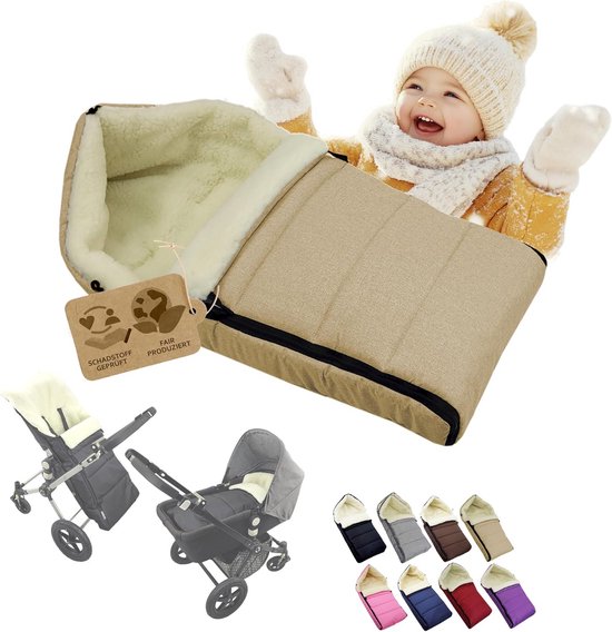 Warme universele winter voetenzak voor kinderwagen en buggy met lamswol van Merkloos