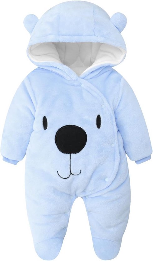 Warme Winter Romper met Voetjes en Capuchon voor Baby Jongens en Meisjes (0-12 maanden) van Merkloos
