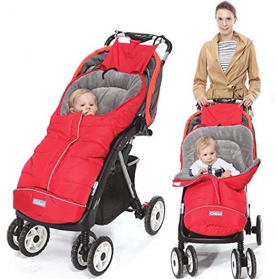 Warme Winter Voetenzak voor Kinderwagens - Dikke Waterdichte Thermofleece Voetenzak voor Babywagens - Groot, Rood van Merkloos