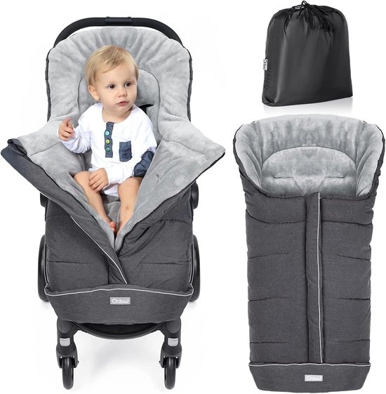 Warme Wintervoetenzak voor Kinderwagens - Waterdichte Dikke Thermofleece Voetenzak voor Baby's - Geschikt voor Buggy en Wandelwagen - Donkergrijs van Merkloos