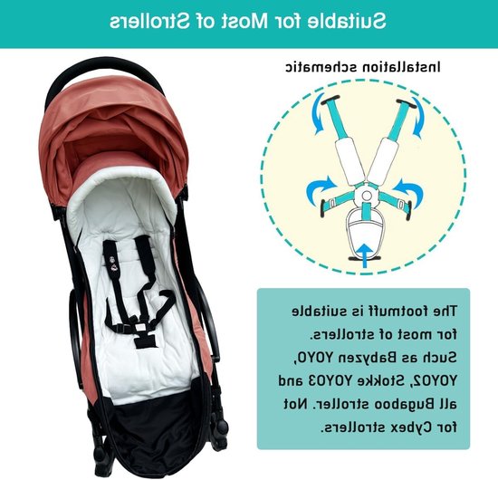 Warmte en Comfortabele Voetenzak voor Kinderwagens, Waterdicht en Makkelijk Schoon te Maken, Geschikt voor Babyzen YOYO/YOYO2 en Bugaboo, Ideaal voor Koude Dagen