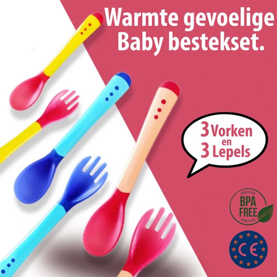 Warmte gevoelige babylepels & vorken - Set van 6 - Babybestek - Warmte indicatoren van Munchkin