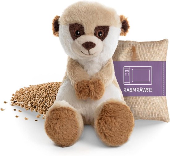 Warmtekussen Stokstaartje - Knuffelkussen Baby - Baby Ontspanning - Uitneembare Gierstvulling - ca. 23 cm - Bruin