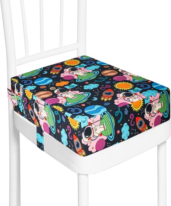 Wasbaar, demonteerbaar, draagbare zitverhoging, voor kleine kinderen, eetkamerstoel, verhoging, kussen, eetkamer, boosterstoelen met 2 veiligheidsgespen, kinderzitkussen (marineblauw)
