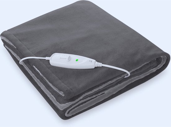 Wasbaar Knuffeldoekje Met Automatische Uitschakeling En 4 Temperatuurniveaus - 180x130 cm - Omkeerbaar Design In Grijs/Donkergrijs van $