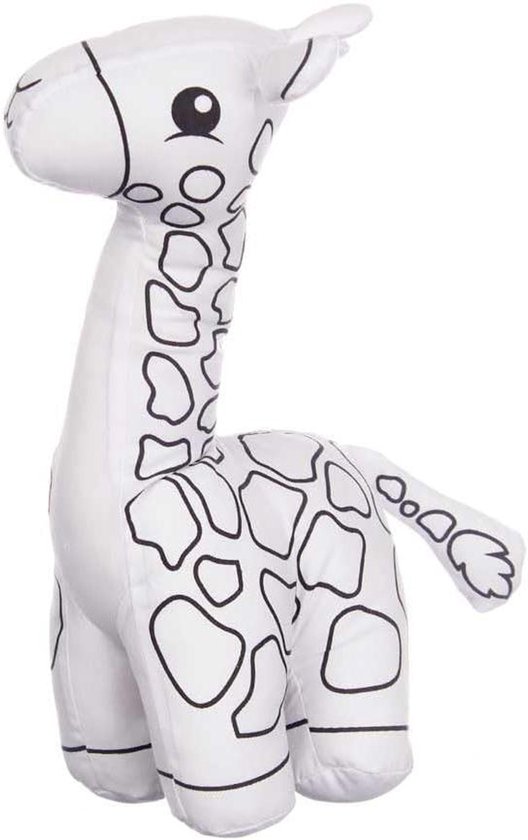 Wasbaar pluche dier om in te kleuren, giraf, dino, hond, kikker, beer, creatief speelgoed voor kinderen vanaf 3 jaar, leuke avonden, perfect als cadeau, regendagen (giraffe) van Merkloos