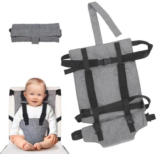 Wasbare Reis-kinderstoel met Veiligheidsgordel voor Kinderen, Draagbare Opvouwbare Eetkamerstoel voor Thuis en Op Reis van Merkloos