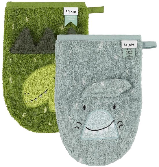 Washandje 2-pack| Mr. Shark - Mr. Dino van Trixie