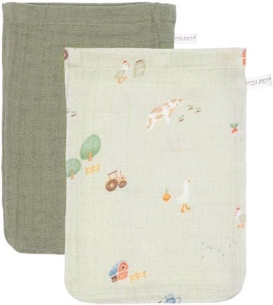 Washandjes set - Groen - Little Farm van Little Dutch