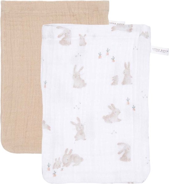 Washandjes set hydrofiel Baby Bunny / Beige
