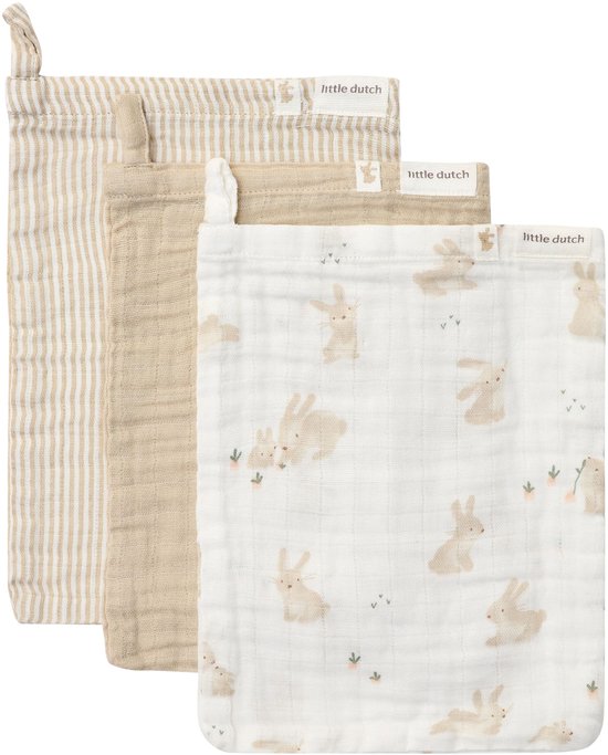 Washandjes set - Wit - Newborn Naturals - Baby Bunny van Merkloos